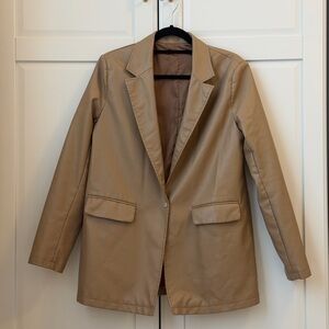 Classic Tan Faux Leather Blazer